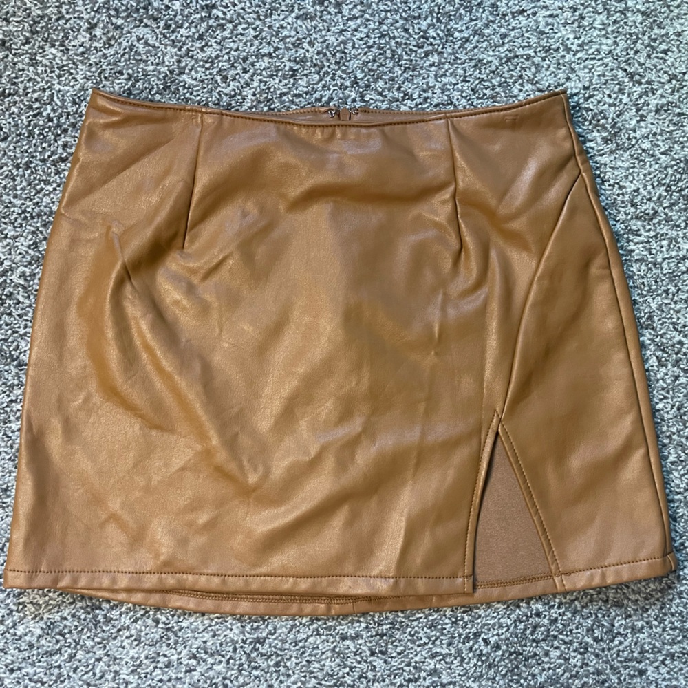 Rewash Tan Faux Leather Skirt